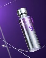 نمای مایل بطری نقره‌ای و بنفش اسنس NAD+ BIO Lifting-sil نامبوزین